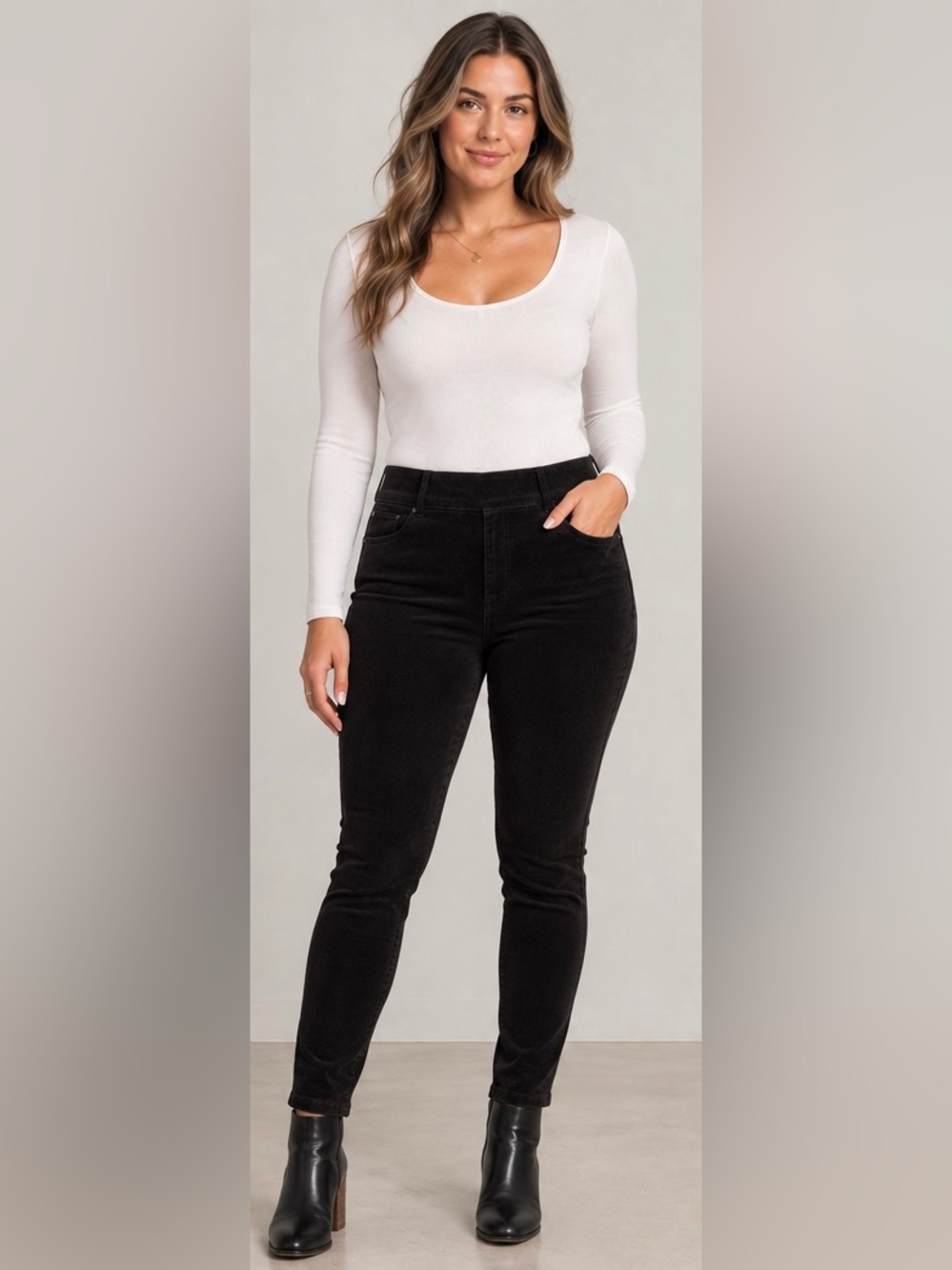 NWT JAG Jeans Marla Black Corduroy Pull-On Skinny Pants Leggings 1X